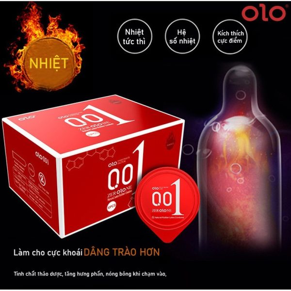 Bao Cao Su 0.01 Olo Đỏ Siêu Mỏng, Siêu Truyền Nhiệt, Hộp 10 Chiếc
